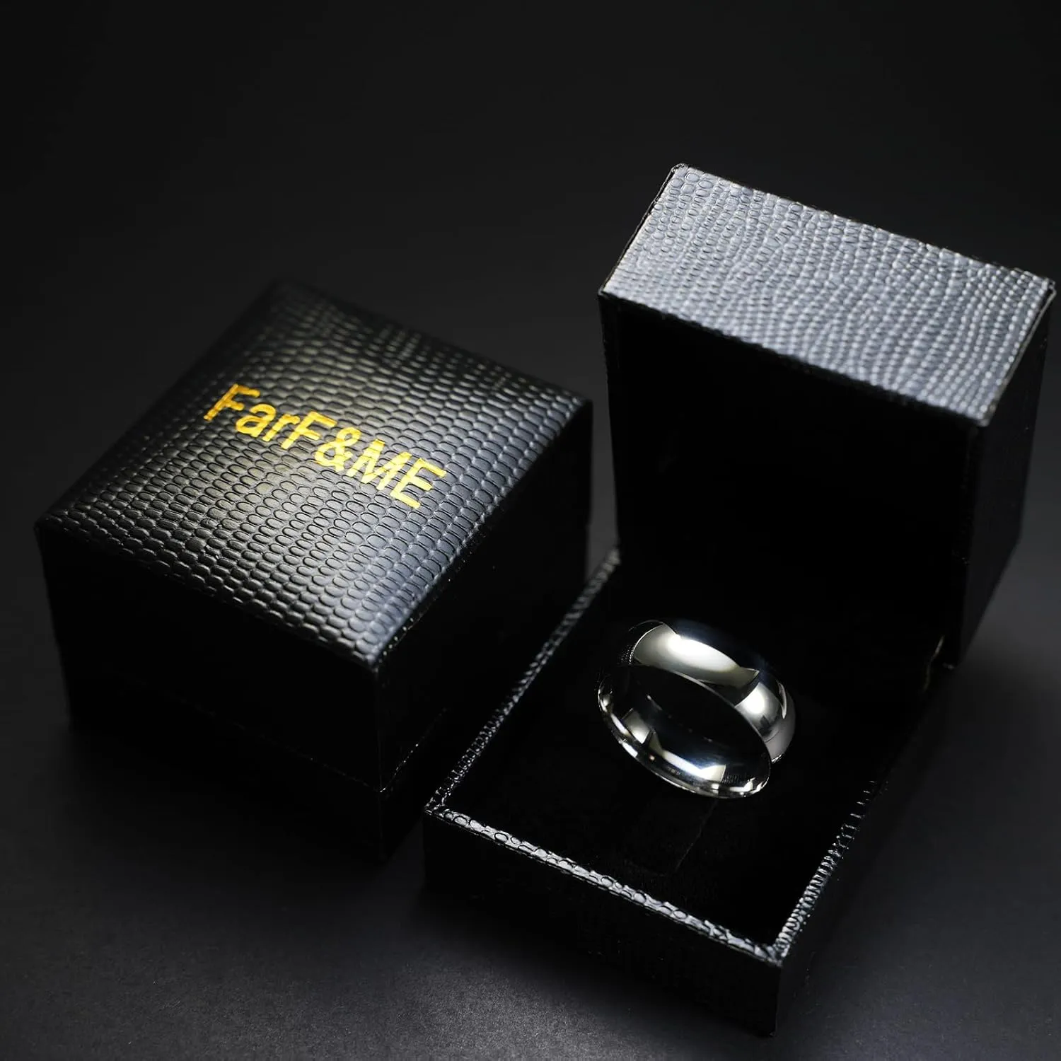 FarF&ME 6mm 8mm Men Ring Dome High Polished Silver/18K Gold Plated Tungsten Couple Ring Engagement Wedding Band Comfort Fit 8-12