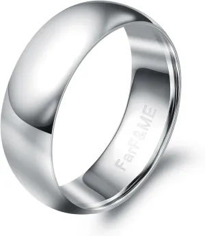 FarF&ME 6mm 8mm Men Ring Dome High Polished Silver/18K Gold Plated Tungsten Couple Ring Engagement Wedding Band Comfort Fit 8-12