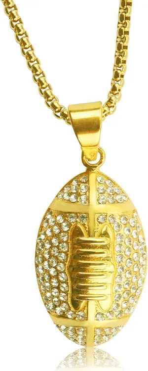 Football Necklace American Football Pendant Chain Trendy Touchdown Sports Necklaces for Football Fans Jewelry Gift