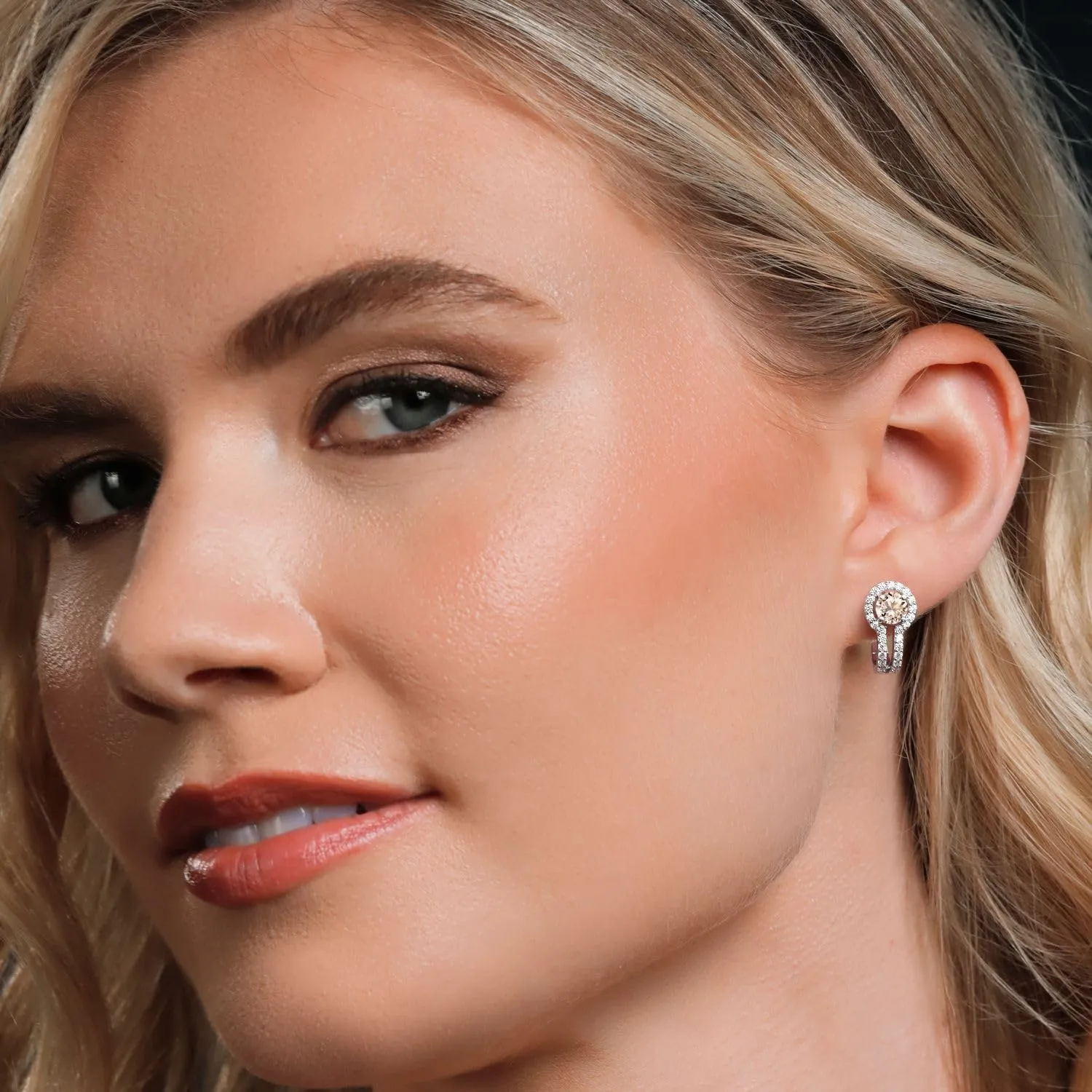 Gem Stone King 5MM Round French Clip Clasp Hook Earring For Women | 925 Sterling Silver | Gemstone Birthstone and White Created Sapphire Earrings | Fine Jewelry Gifts for Her Mom Women Wife