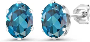Gem Stone King 925 Sterling Silver Gemstone Birthstone 6-Prongs Stud Earrings for Women and Men | Oval 8X6MM | Fine Jewelry for Everyday Wear Anniversary Her Him