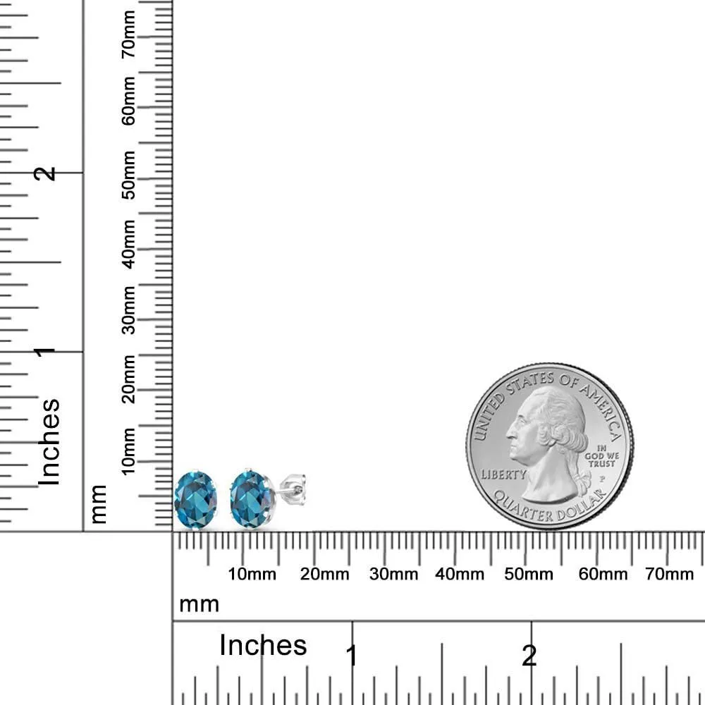 Gem Stone King 925 Sterling Silver Gemstone Birthstone 6-Prongs Stud Earrings for Women and Men | Oval 8X6MM | Fine Jewelry for Everyday Wear Anniversary Her Him