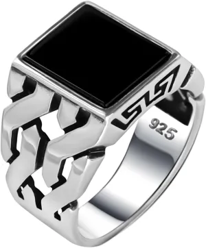 Genuine Solid 925 Sterling Silver, Cuban Link Braided Men's Ring