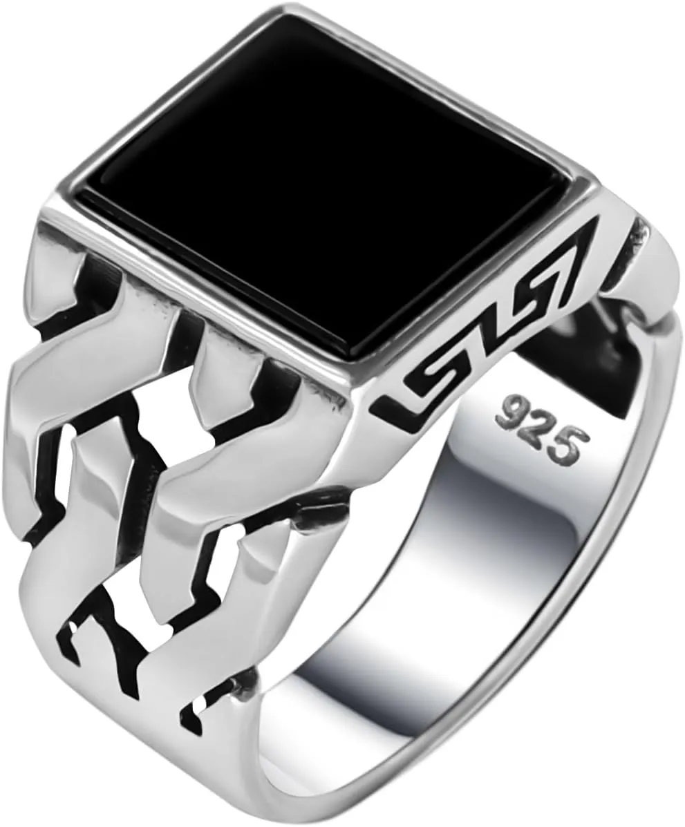 Genuine Solid 925 Sterling Silver, Cuban Link Braided Men's Ring