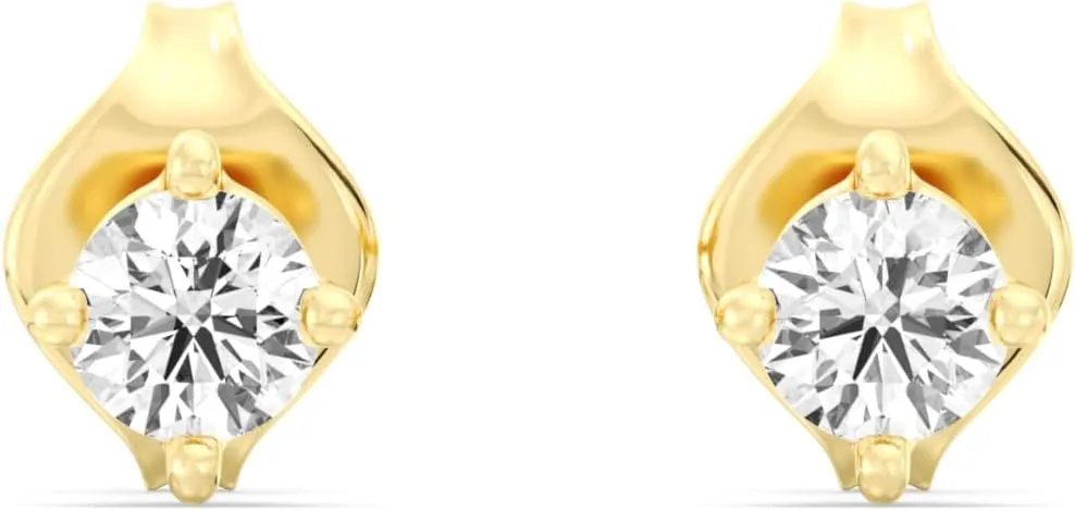 Gilded Lab-Grown Diamond Stud Earrings for Women, Round Cut, 4-Prong, Push Back, 925 Sterling Silver or Gold-Plated, F Color SI1