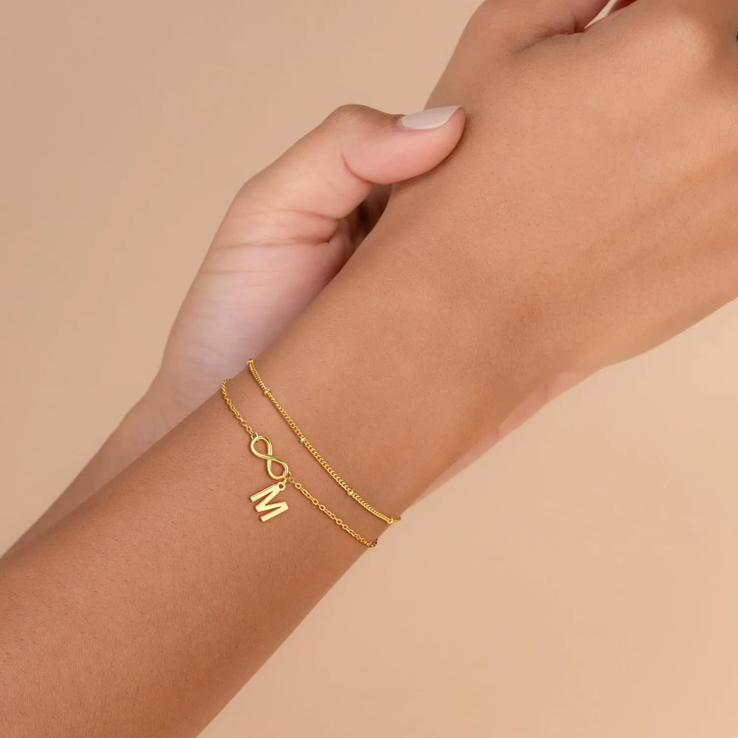 Gold Initial Bracelets for Women Girls - 18K Gold Plated Heart Infinity Bracelet Dainty Gold Bracelets for Women Teen Girl Gifts Trendy Stuff