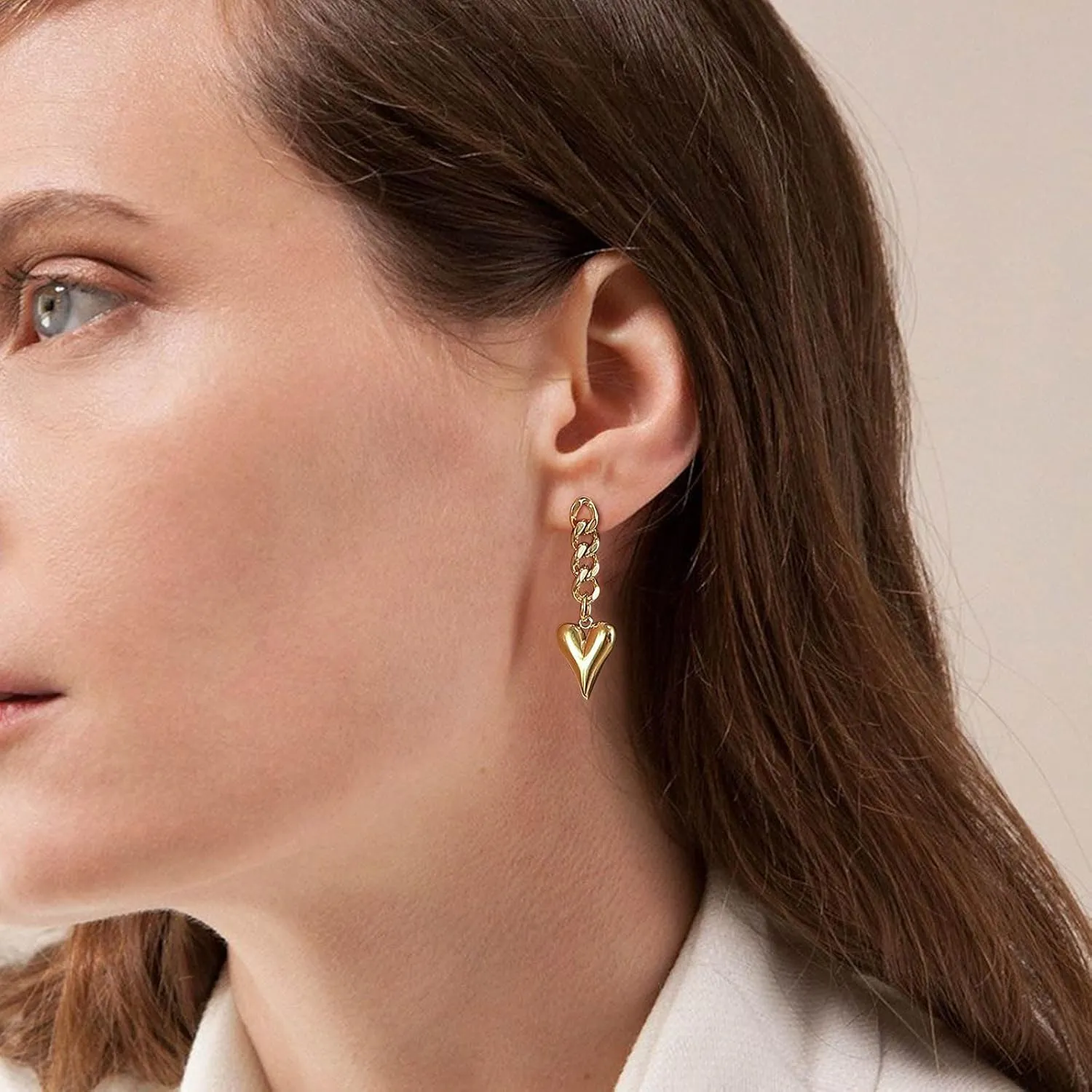 Gold Link Tassel Earrings for Women 14K Gold Plated CZ Link Chain Tassel Earrings Silver Drop Dangle Earring Ears Jewelry Gifts