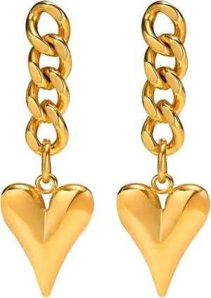 Gold Link Tassel Earrings for Women 14K Gold Plated CZ Link Chain Tassel Earrings Silver Drop Dangle Earring Ears Jewelry Gifts