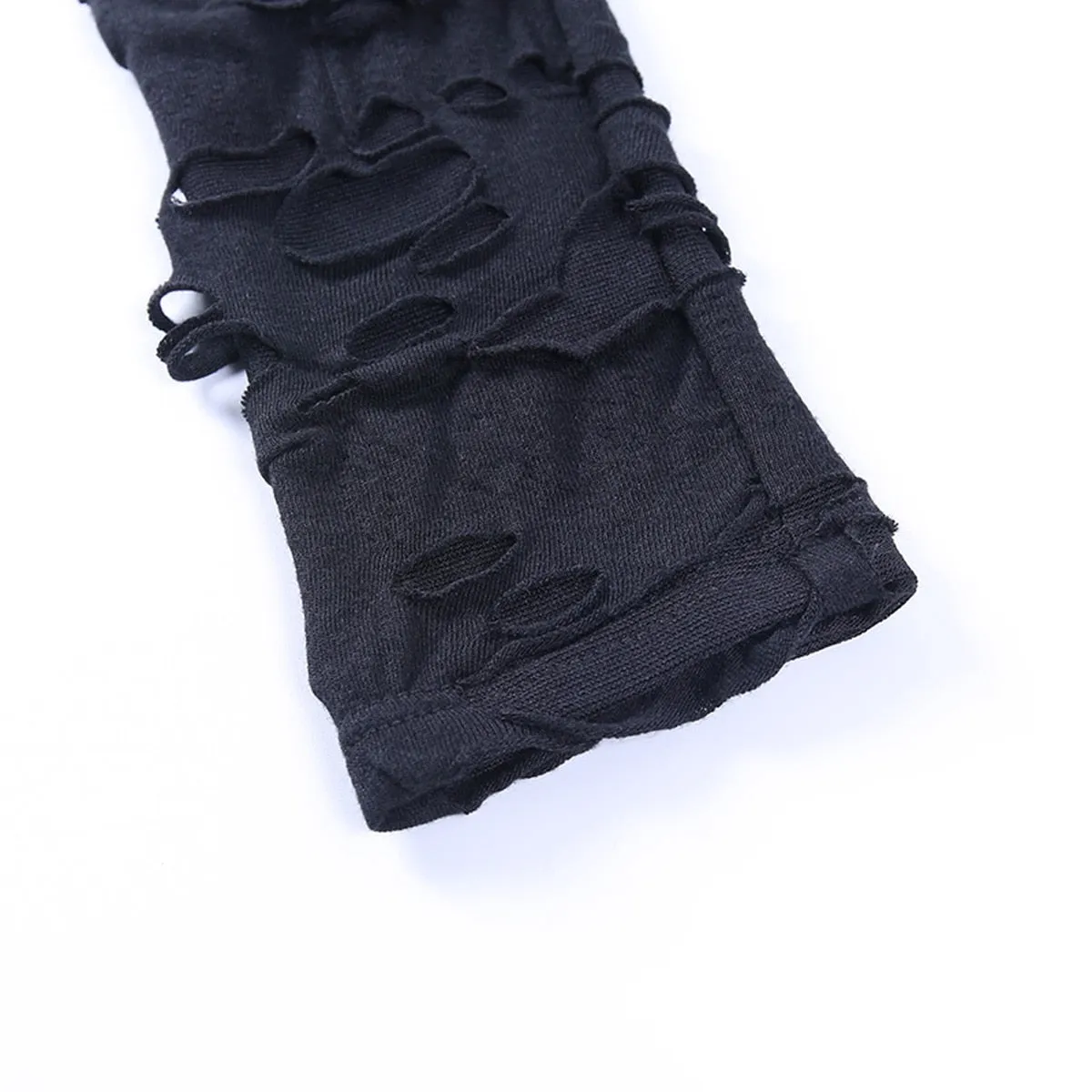 Gothic Black Long Sleeve Ripped Bodycon mini dress