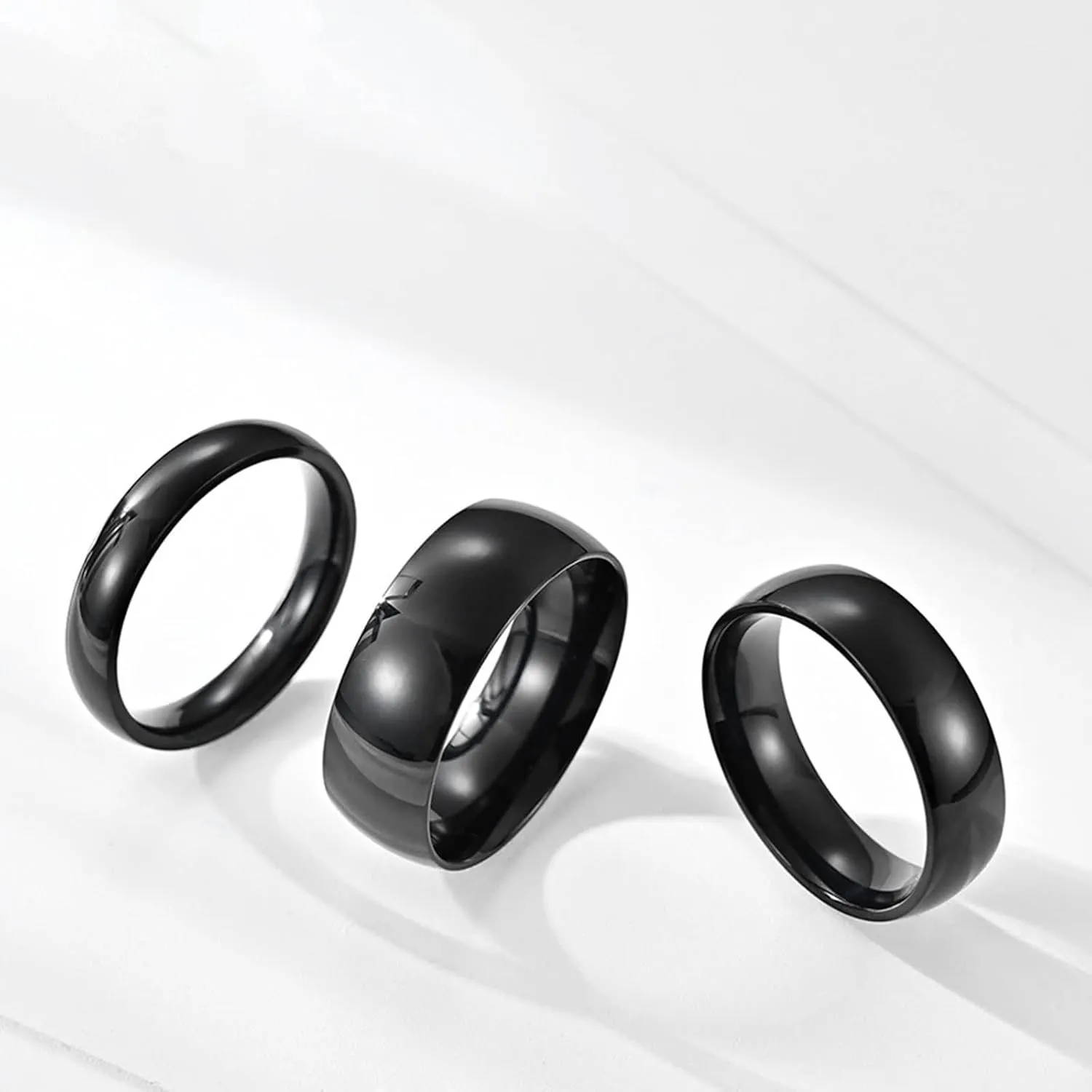 Gualiy 1 Pcs Matching Couple Promise Rings, Stainless Steel Rings Jewelry 4/6/8MM Polished Band Rings Size 5-13