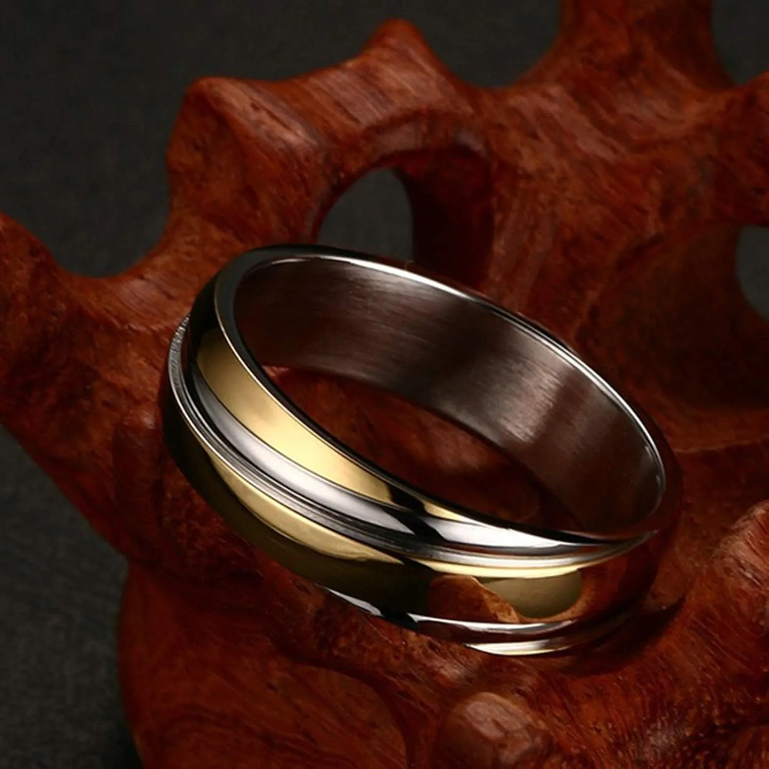 Gualiy Couple Rings Set Stainless Steel, Engagement Rings Him and Her Gold Silver Ring 6MM Rings Size 5-13