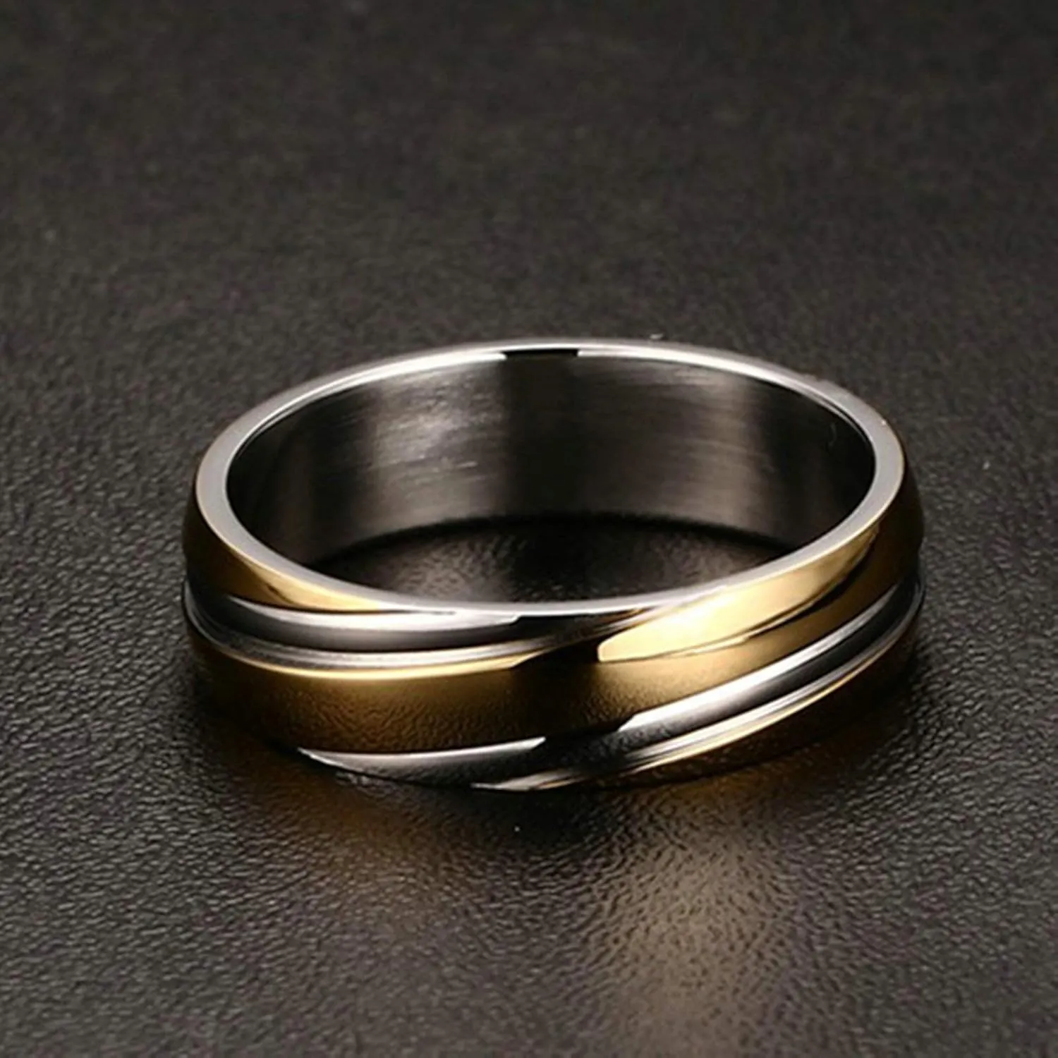 Gualiy Couple Rings Set Stainless Steel, Engagement Rings Him and Her Gold Silver Ring 6MM Rings Size 5-13