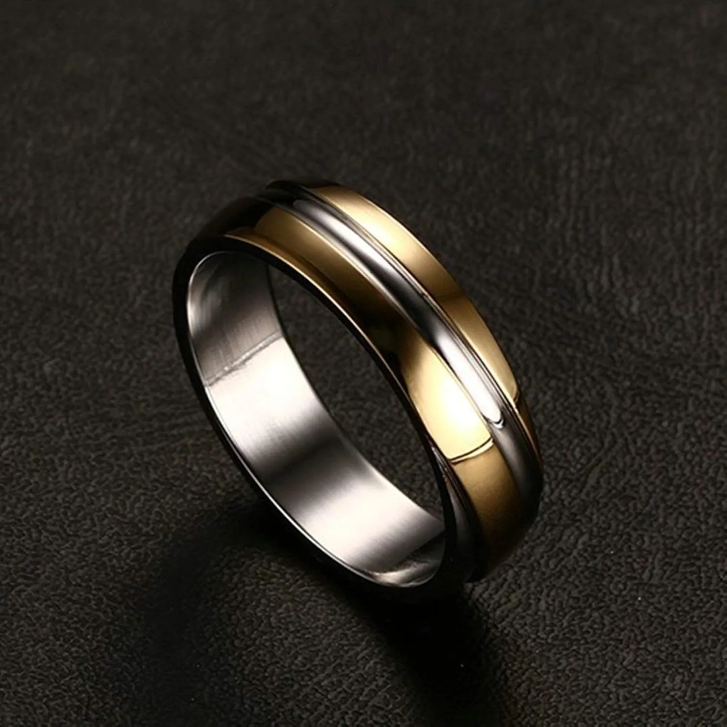 Gualiy Couple Rings Set Stainless Steel, Engagement Rings Him and Her Gold Silver Ring 6MM Rings Size 5-13