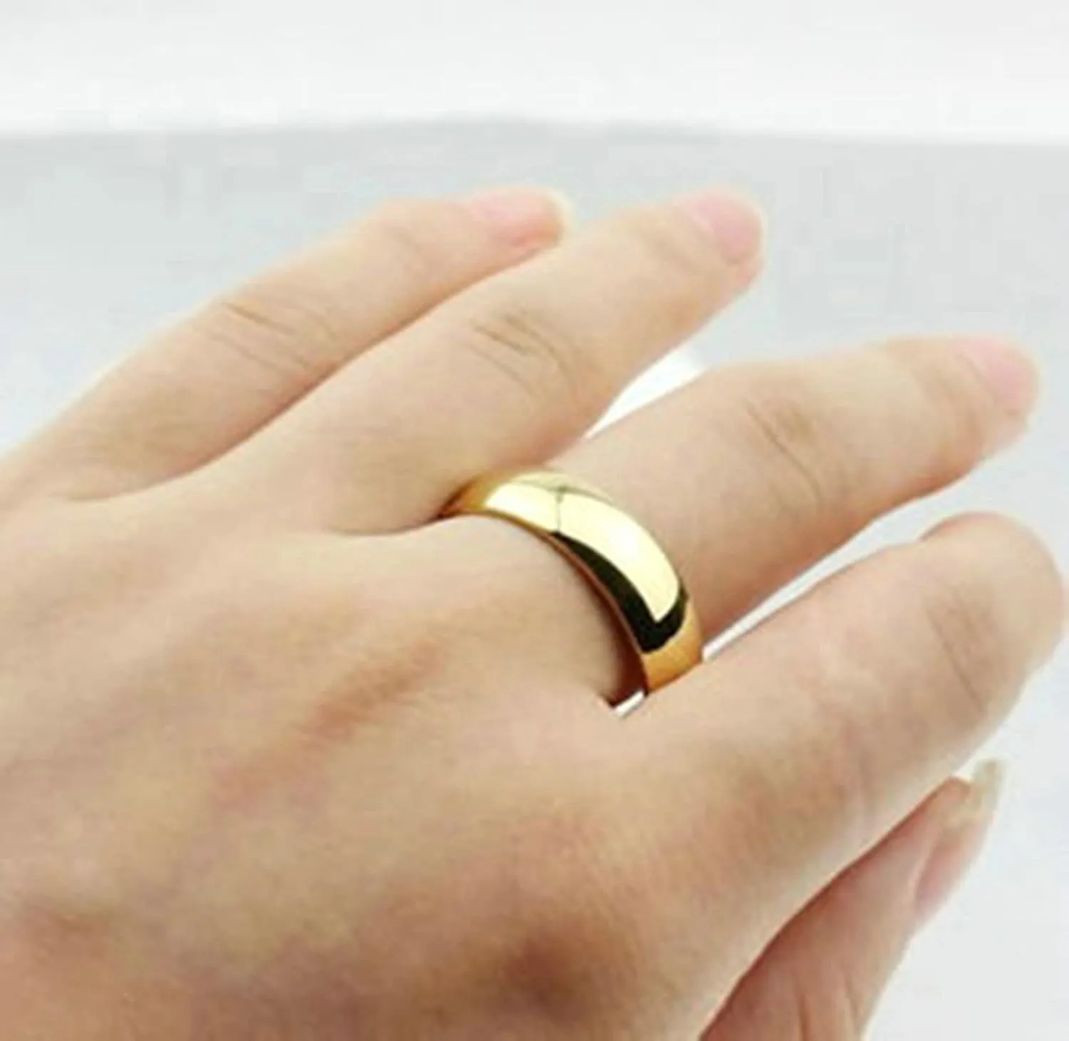Gualiy Couples Rings Stainless Steel, 4/6mm Width Gold Polished Rings Gold Wedding Band Ring Size 5-13
