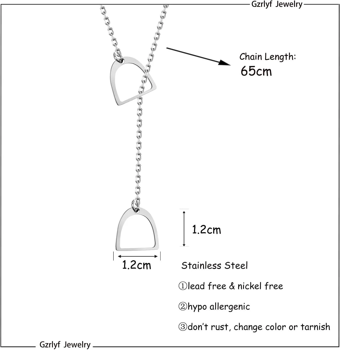 Gzrlyf Double Stirrup Lariat Y Necklace Horse Stirrup Necklace Gift