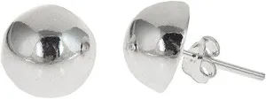 Half Ball Button Moon Stud Post Earring 925 Sterling Silver