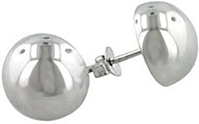 Half Ball Button Moon Stud Post Earring 925 Sterling Silver