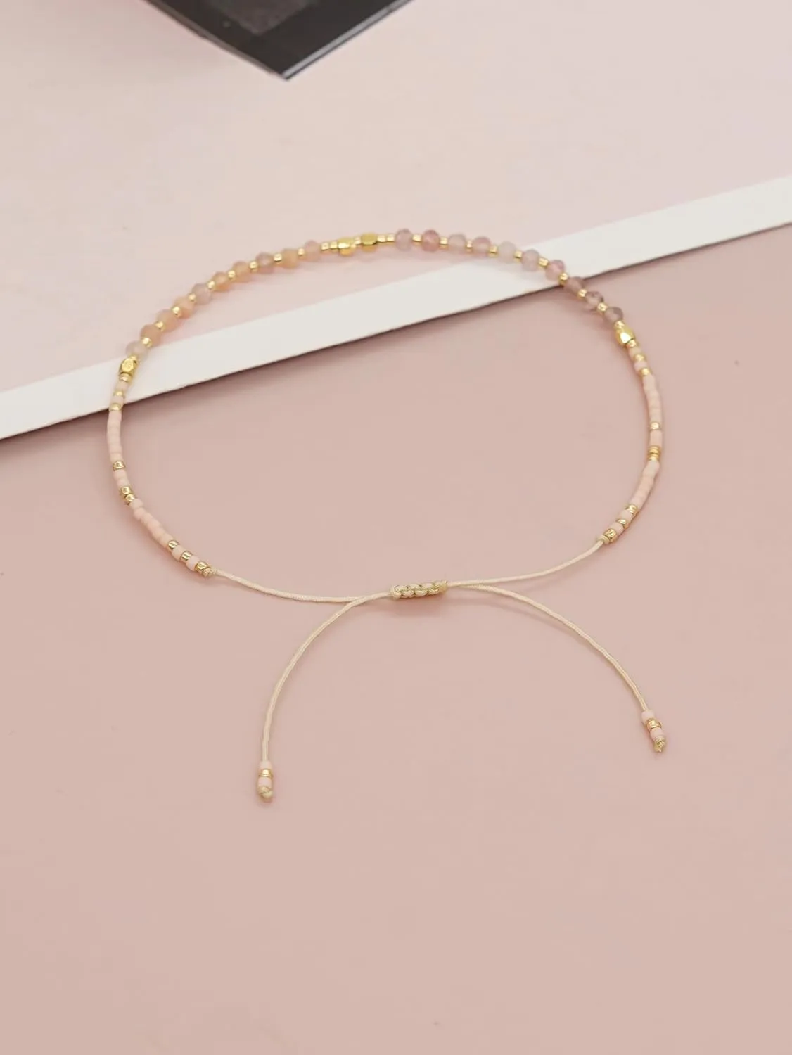 Handmade Gemstone Beaded Strand Bracelets for Women Dainty Adjustable Charm String Braided Boho Seed Beads Friendship Bracelets Fashion Jewelry Gift.