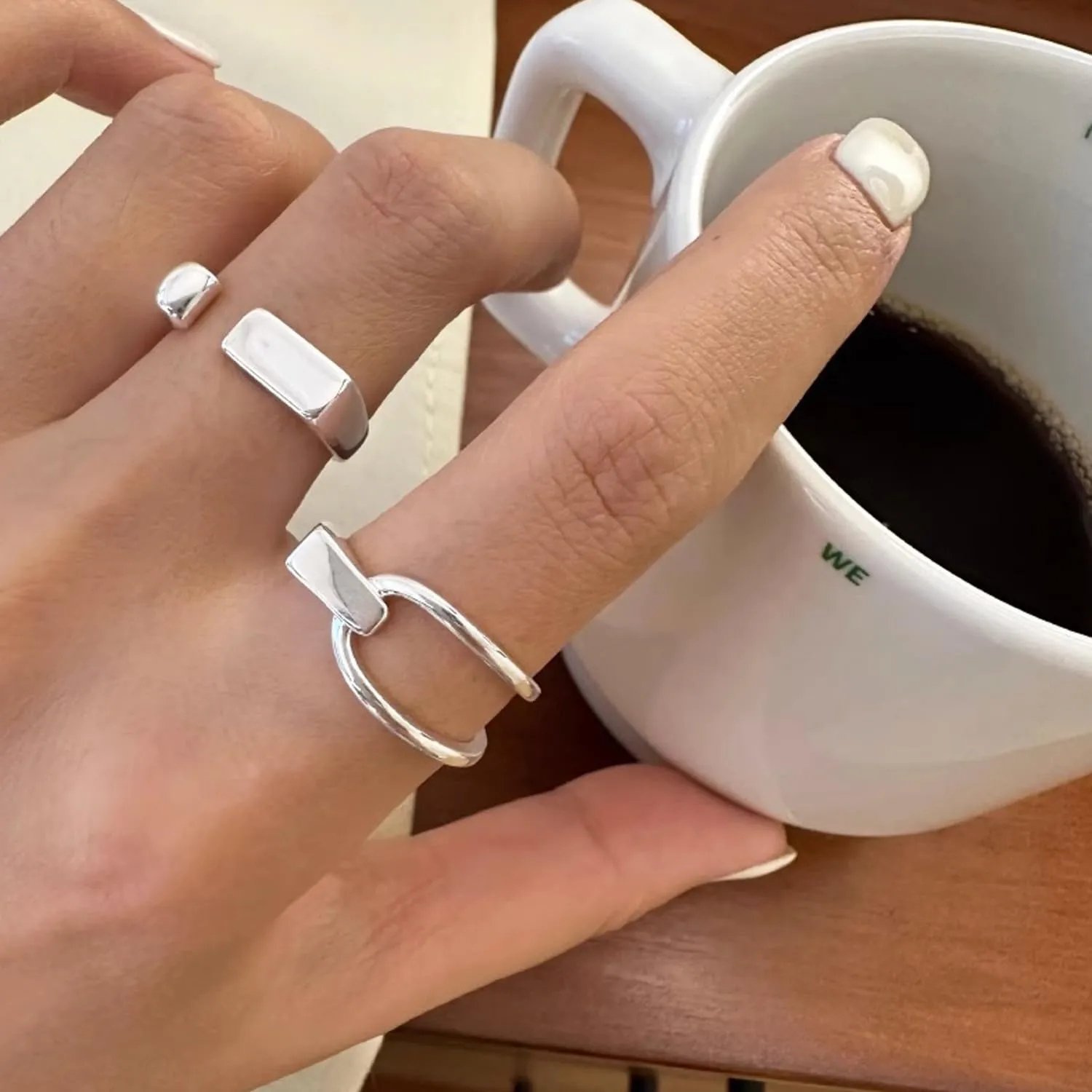 Handmade Rings 925 Sterling Silver Band Ring Adjustable Open Knuckle Rings Thumb Ring Statement Rings for Women Minimalist Jewelry