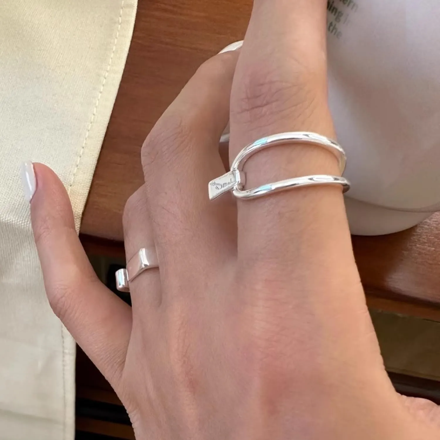 Handmade Rings 925 Sterling Silver Band Ring Adjustable Open Knuckle Rings Thumb Ring Statement Rings for Women Minimalist Jewelry
