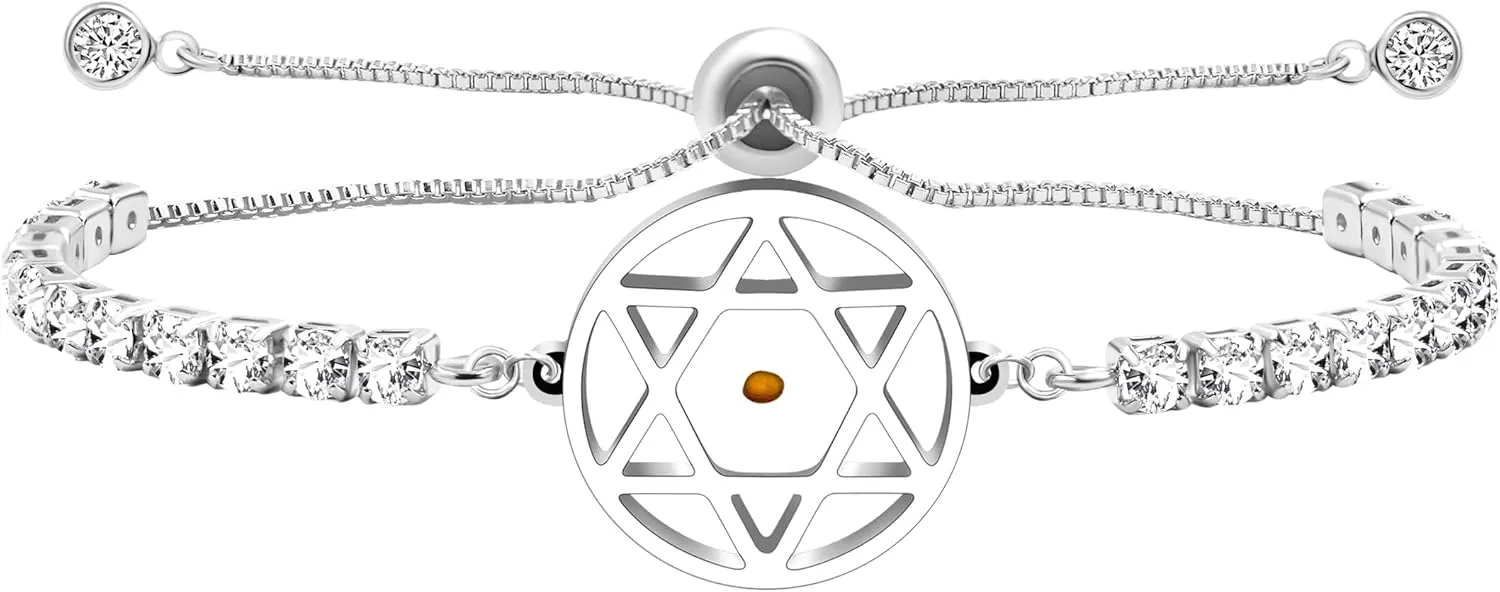 Hexagon/Mountain Mustard Seed Charm Bracelet Crystal Zircon Slider Adjustable Religious Jewelry for Ladies BFF Valentine's Day Birthday Fashion Gift