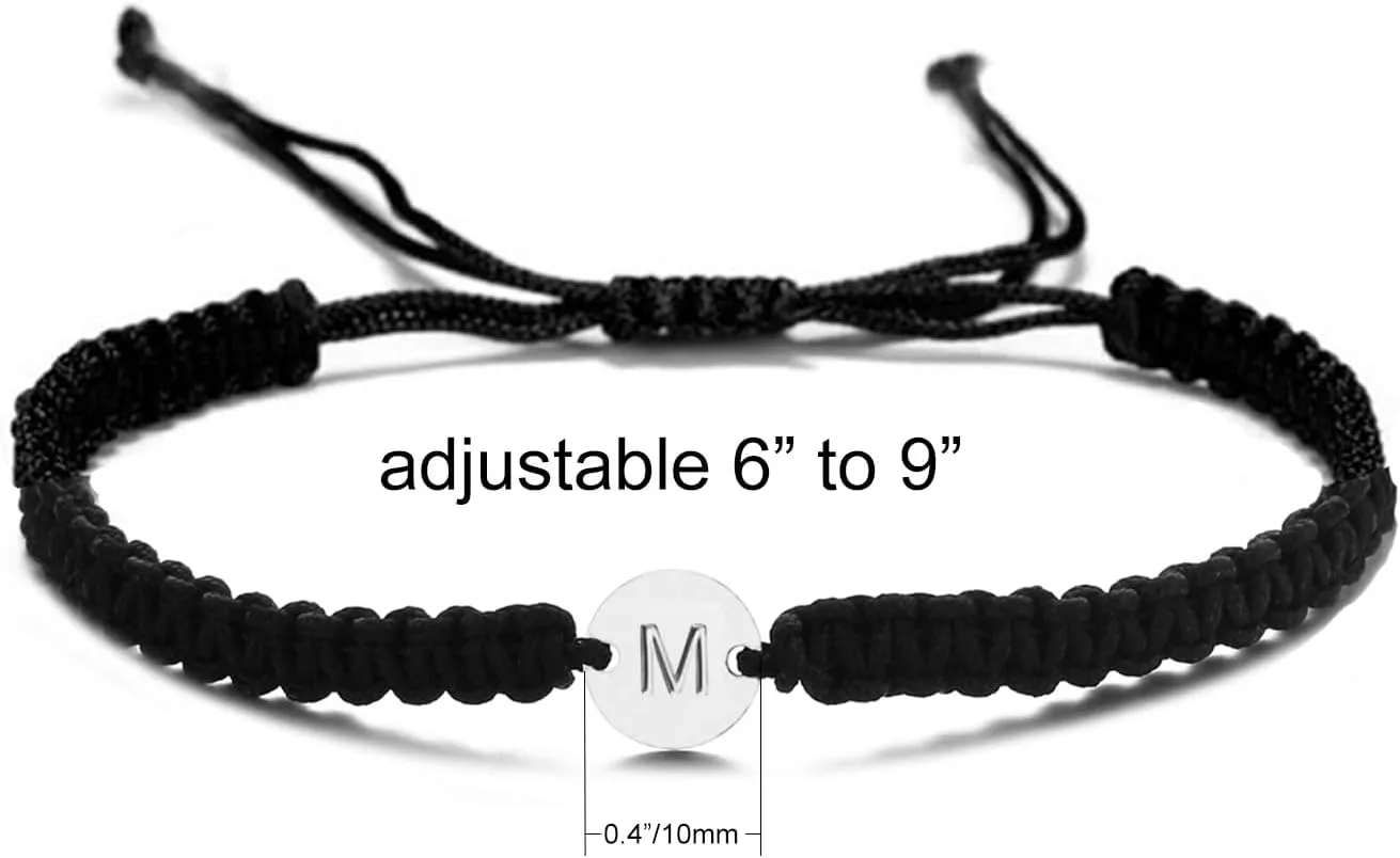 Initial Bracelets for Women Men Stainless Steel Engraved Coin Disc Monogram Letters Charm Bracelet Minimalist Jewelry Matching Couple Bracelets