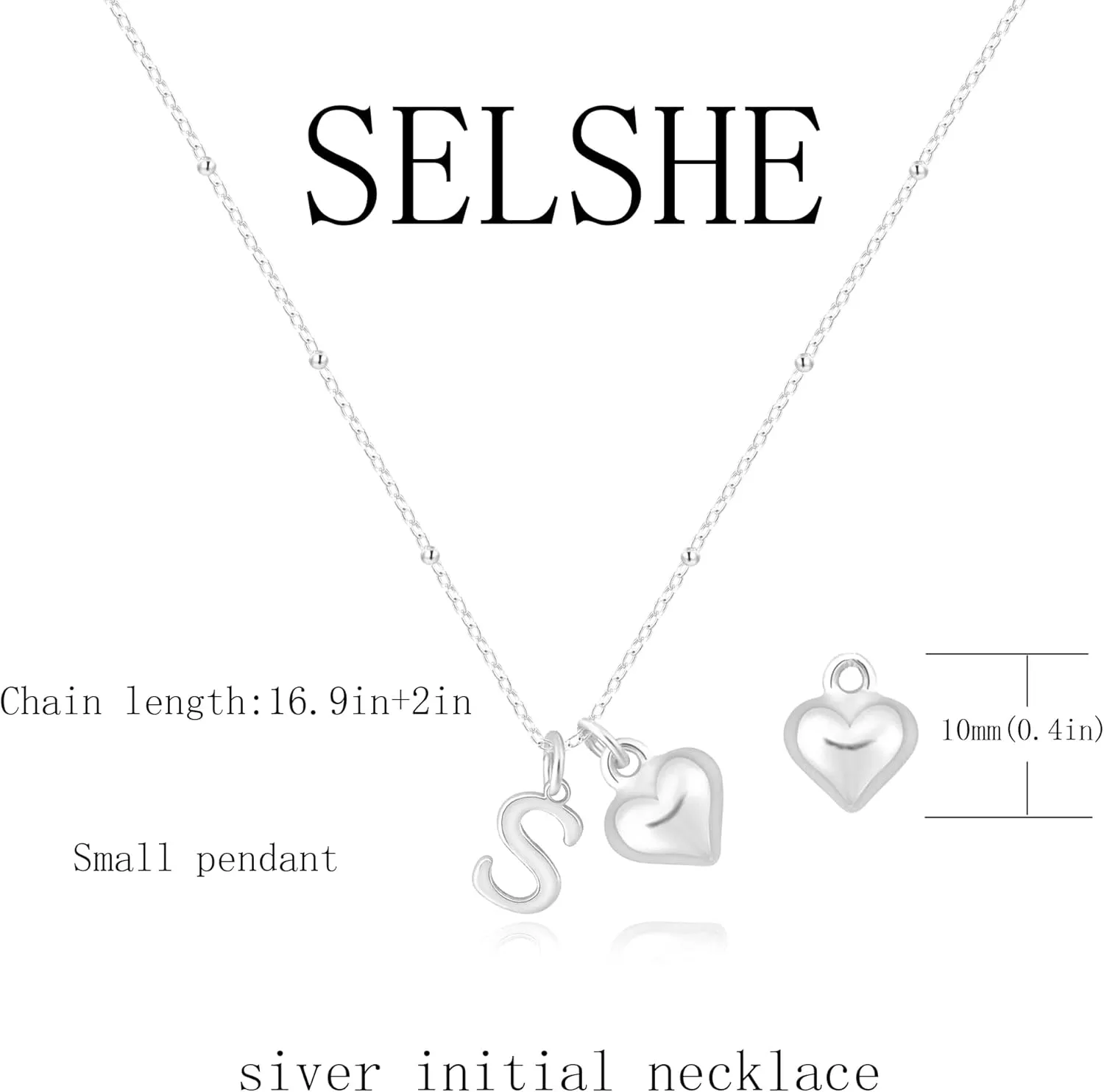Initial Necklaces for Women,Cute Heart Letter Necklace Small Silver Necklace for Women Trendy Silver Jewelry