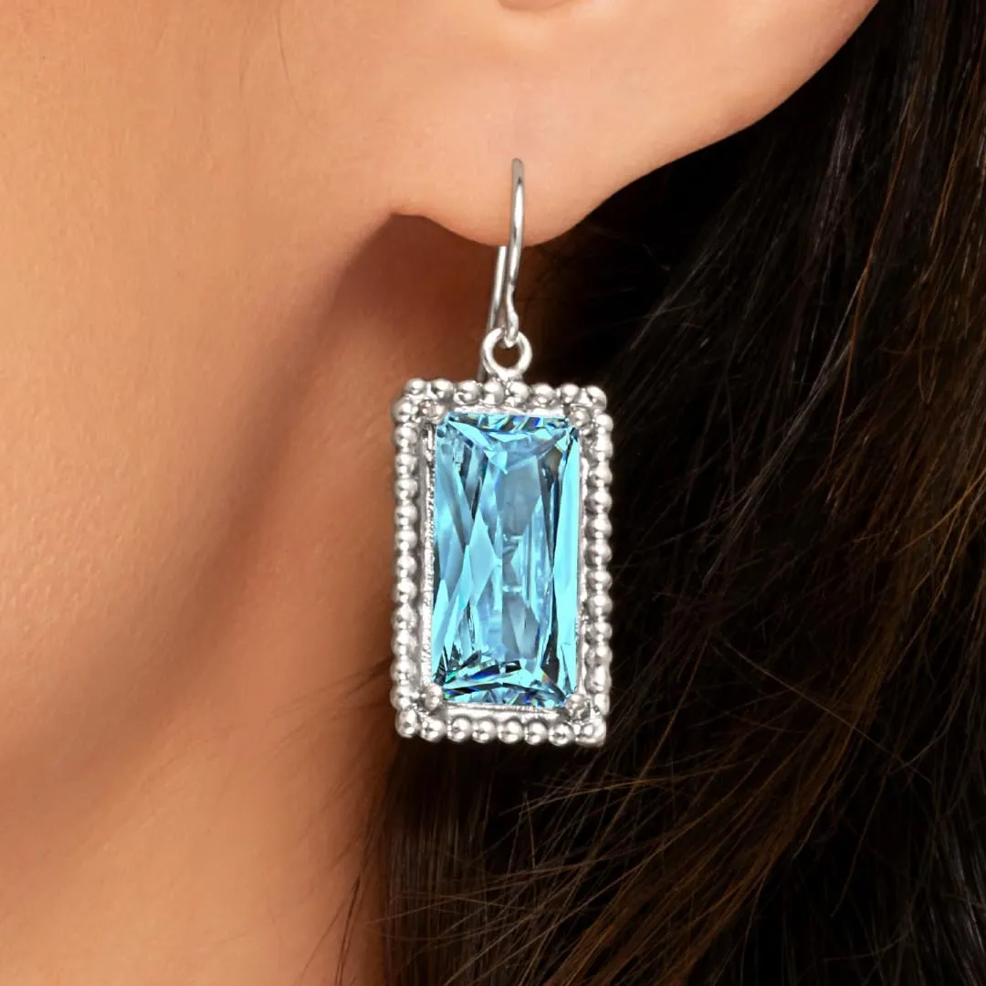 Jean Rachel Jewelry 925 Sterling Silver Dangle Earrings for Women - Baguette with Cubic Zirconia Vintage Design - Hypoallergenic, Lead & Nickel Free - Artisan Handcrafted Statement Earrings