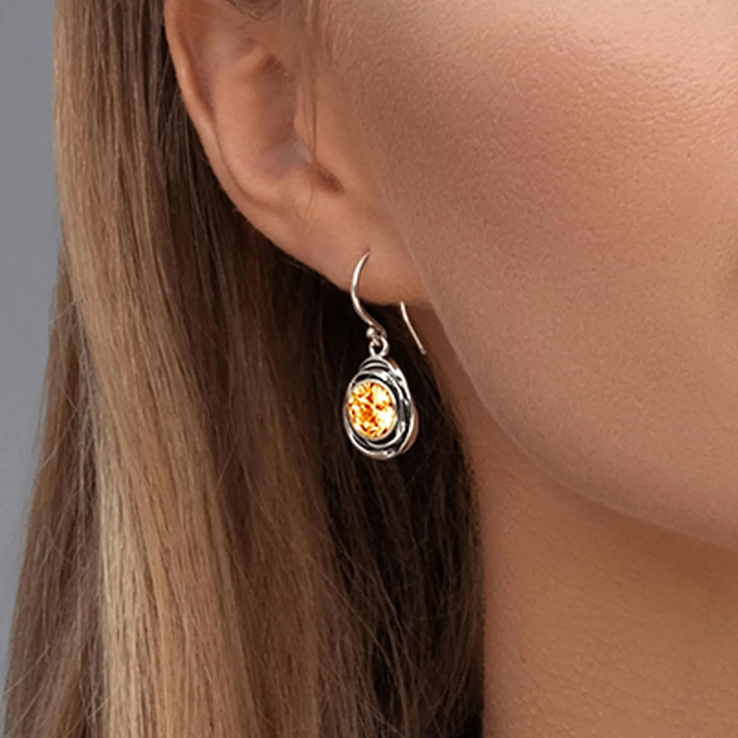 JEAN RACHEL JEWELRY 925 Sterling Silver Dangle Earrings for Women - Wire Wrap with Bezel Set Cubic Zirconia Vintage Design - Hypoallergenic, Lead & Nickel Free - Artisan Handcrafted Statement Earrings