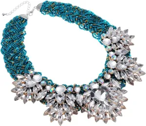 Jerollin Simulated Pearl Body Statement Necklace for Women, Fashion Collar Bib Necklaces Fashion Costume Jewelry Necklace
