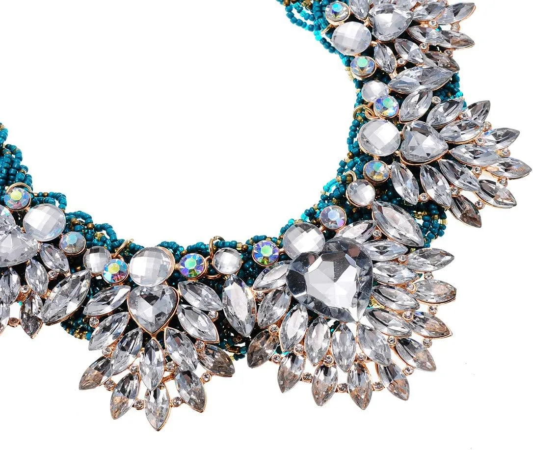 Jerollin Simulated Pearl Body Statement Necklace for Women, Fashion Collar Bib Necklaces Fashion Costume Jewelry Necklace
