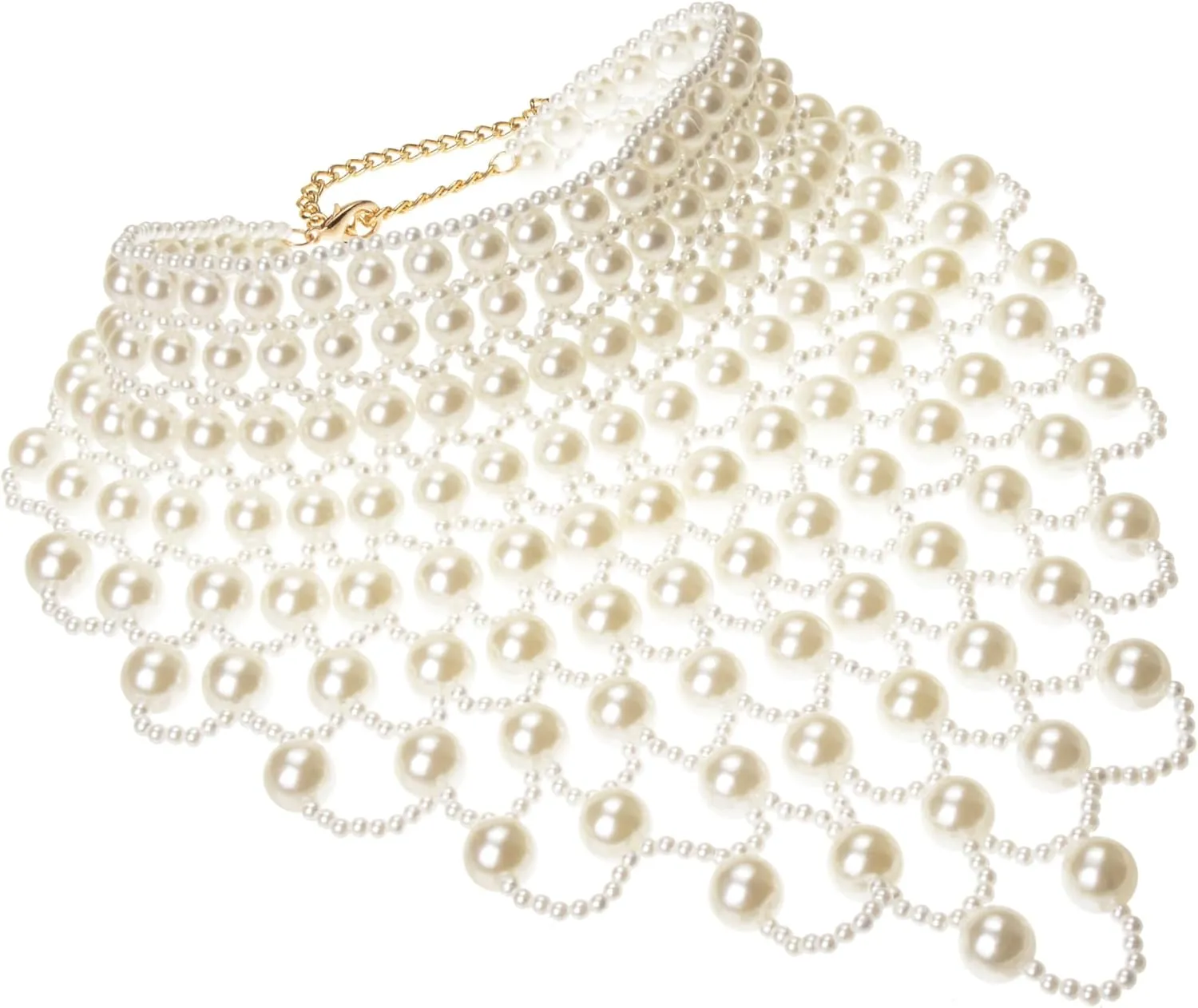 Jerollin Simulated Pearl Body Statement Necklace for Women, Fashion Collar Bib Necklaces Fashion Costume Jewelry