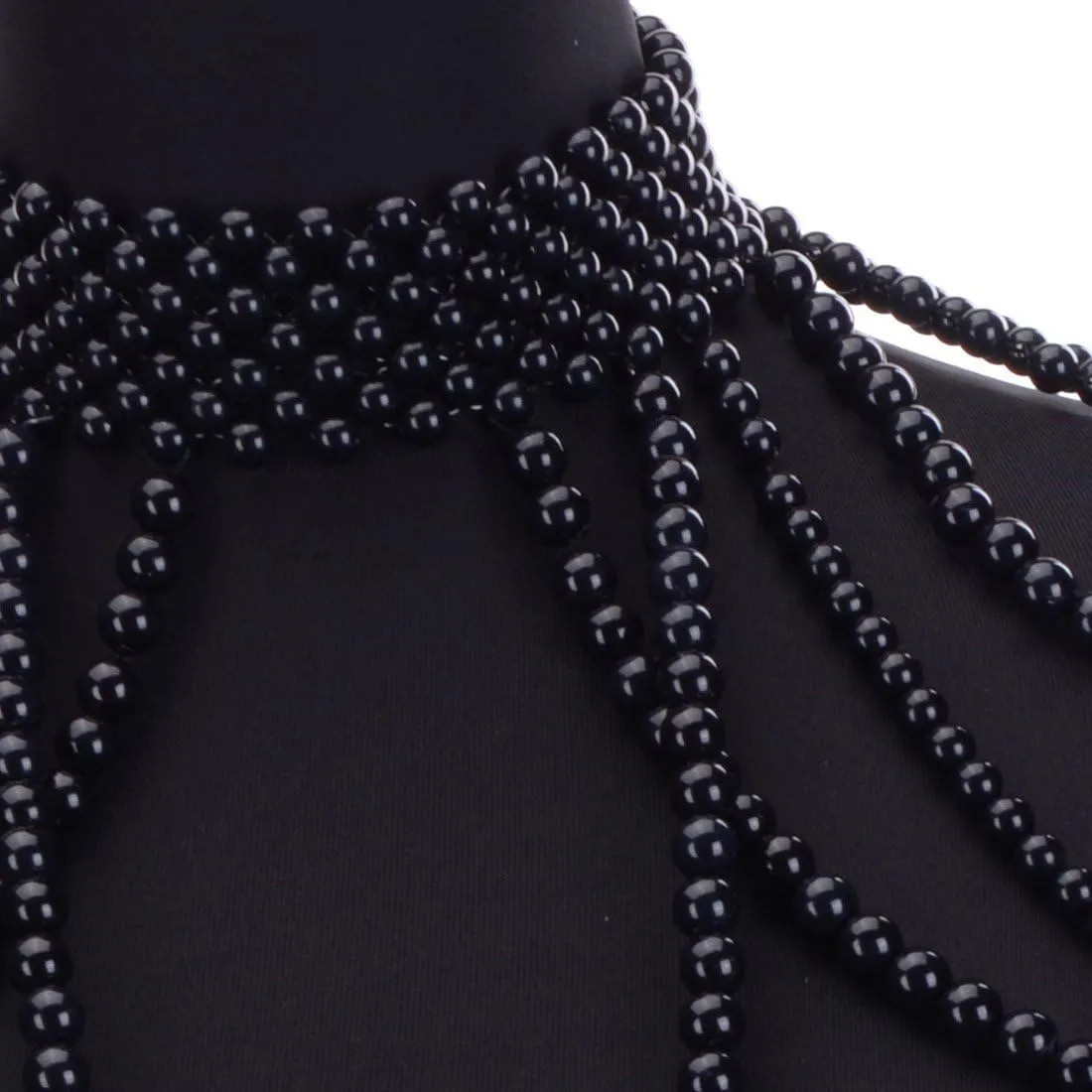 Jerollin Simulated Pearl Body Statement Necklace for Women, Fashion Collar Bib Necklaces Fashion Costume Jewelry