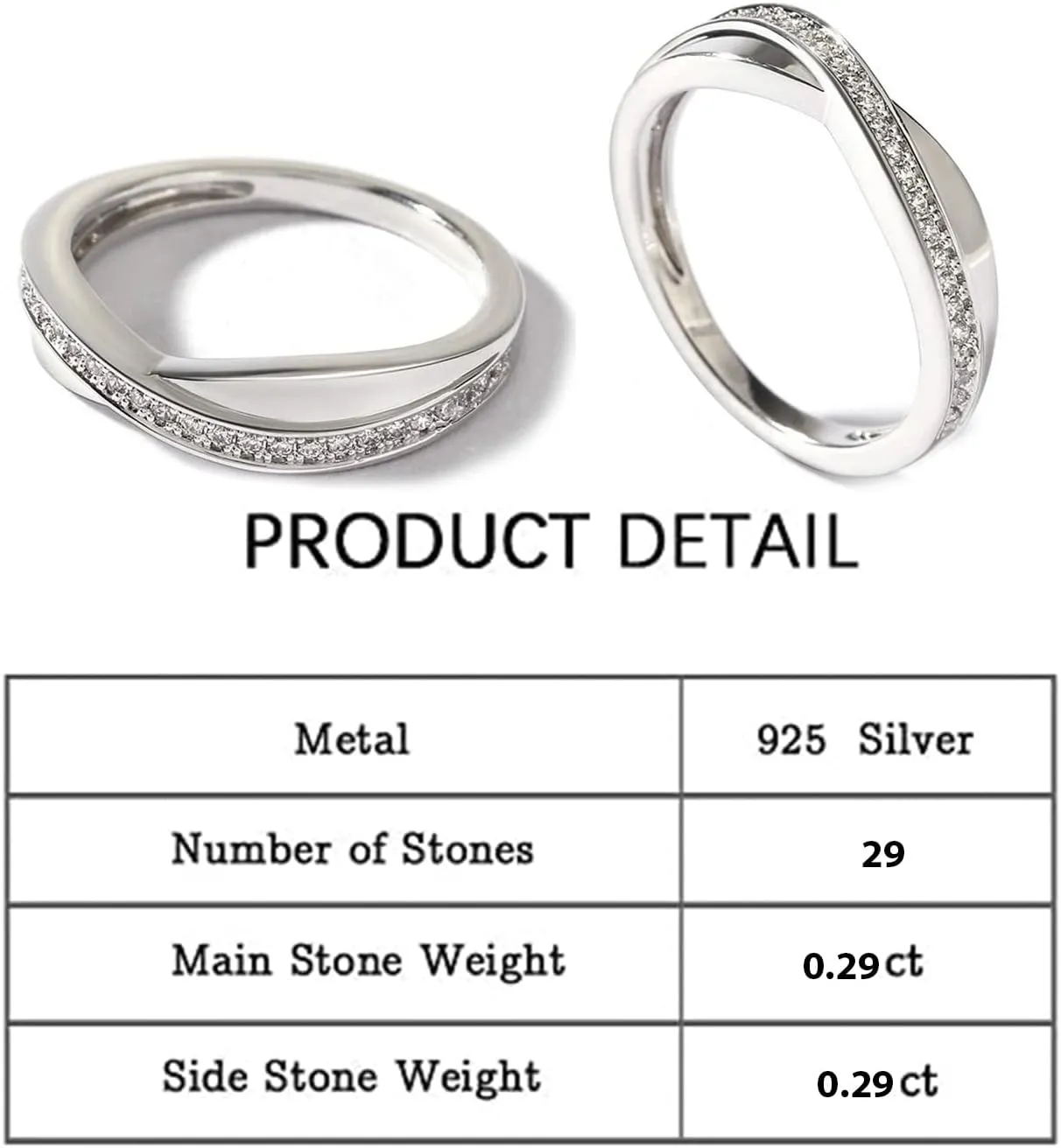 Jeulia Sterling Silver Couple Band for His and Her Stylish Crossover Polished Adjustable Matching Anniversary Wedding Diamond rings Engraving Jewelry Set Valentine Day with Gift Box