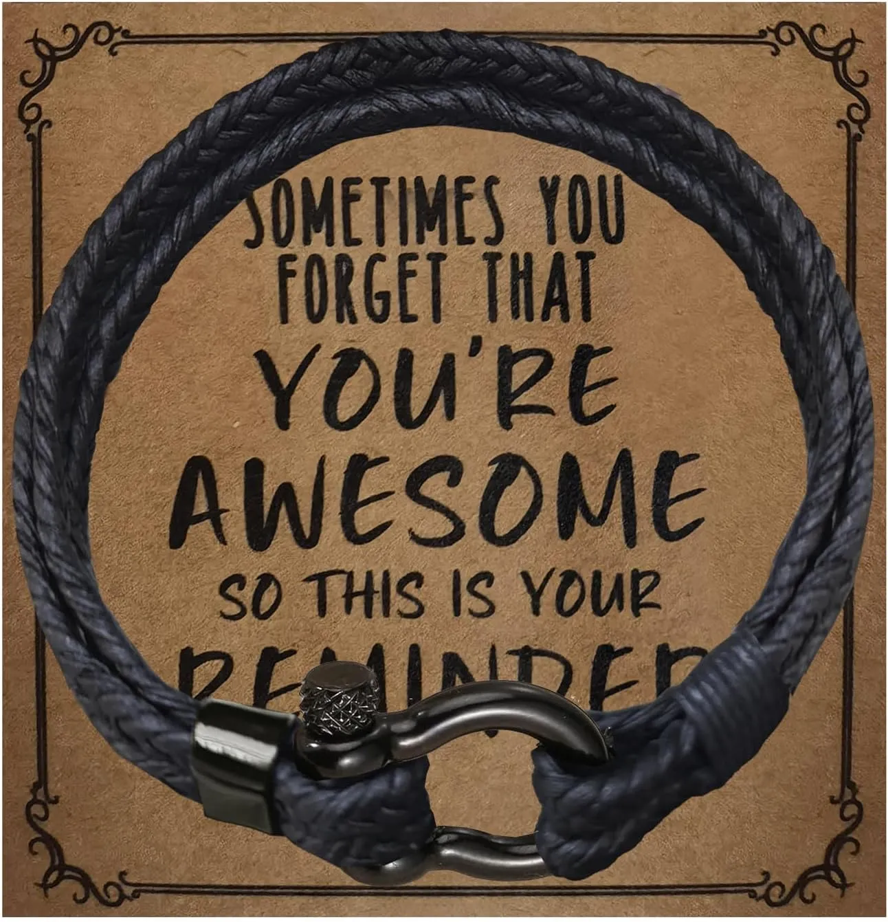 Jewelry&Card Bracelets Gifts for Men, Sometimes You Forget You're Awesome Bracelets, Inspirational Gifts for Dad Boyfriend Husband on Easter Birthday