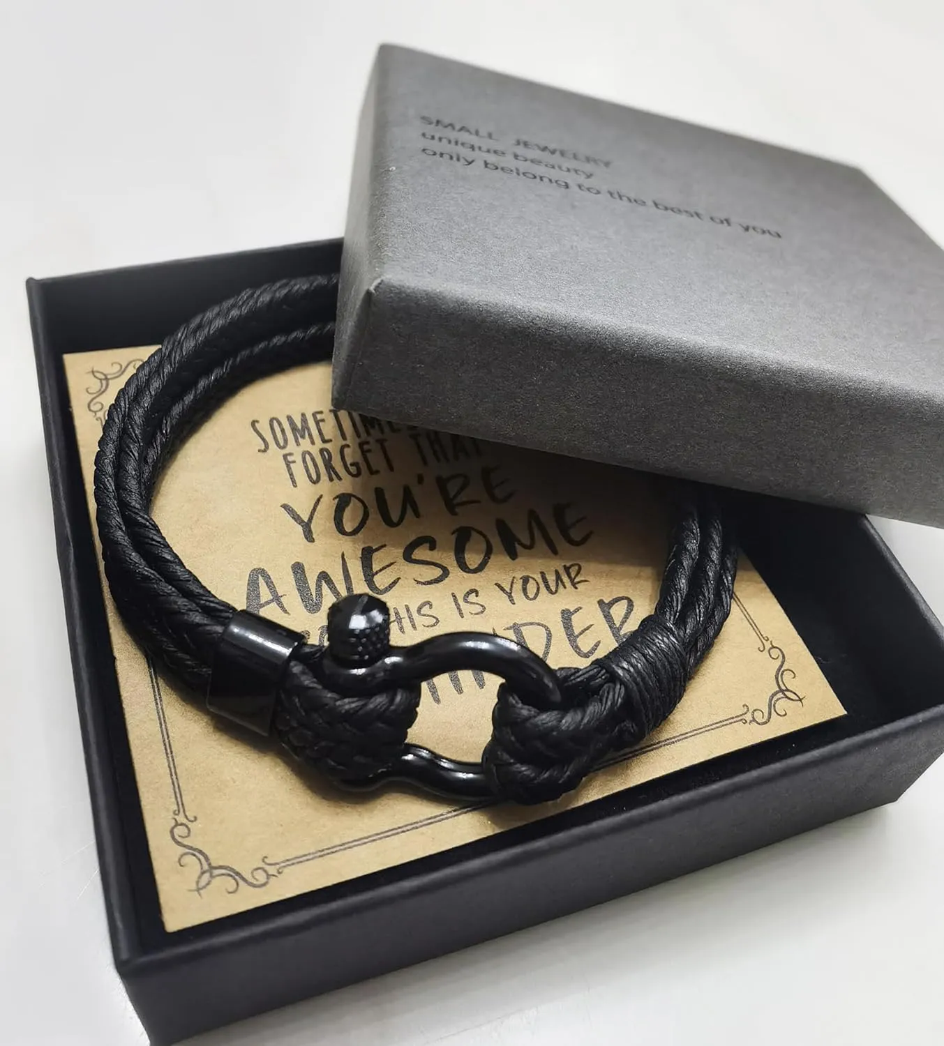 Jewelry&Card Bracelets Gifts for Men, Sometimes You Forget You're Awesome Bracelets, Inspirational Gifts for Dad Boyfriend Husband on Easter Birthday