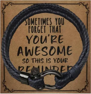 Jewelry&Card Bracelets Gifts for Men, Sometimes You Forget You're Awesome Bracelets, Inspirational Gifts for Dad Boyfriend Husband on Easter Birthday