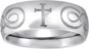 JewelryWeb Stainless Steel Mens Irish Claddagh Celtic Trinity Knot Religious Faith Cross Polished Dome Comfort-Fit Fashion Band Ring Wedding-Band for Men