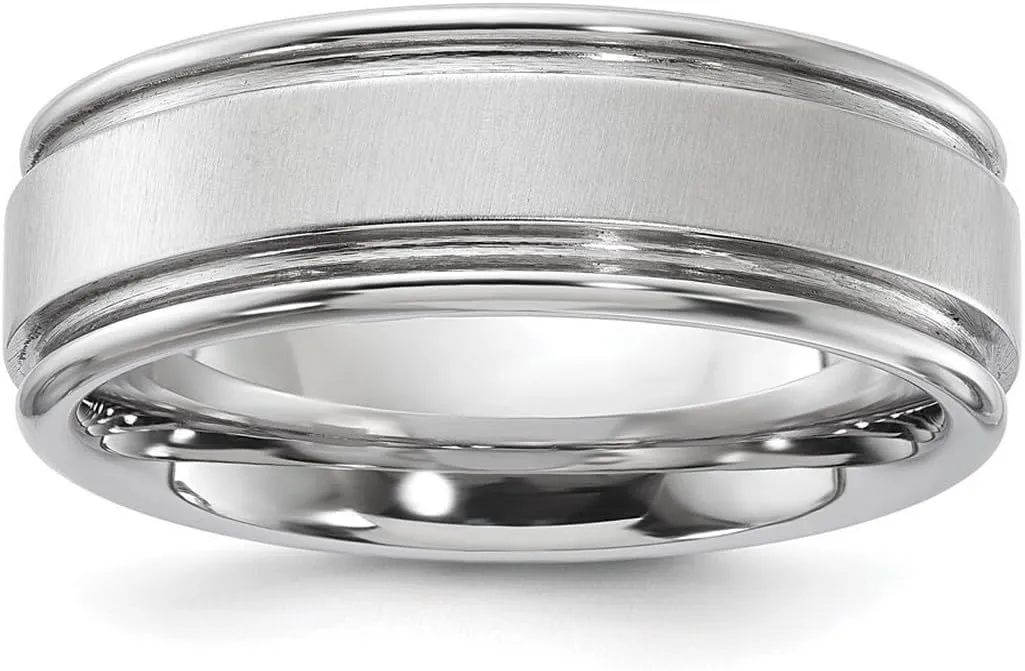 JewelryWeb Vitalium Polished edges Religious Faith Cross Satin Finish Center Rounded Edge 8mm Band Ring Size 11.5-Band Style-Ring for Women and Men