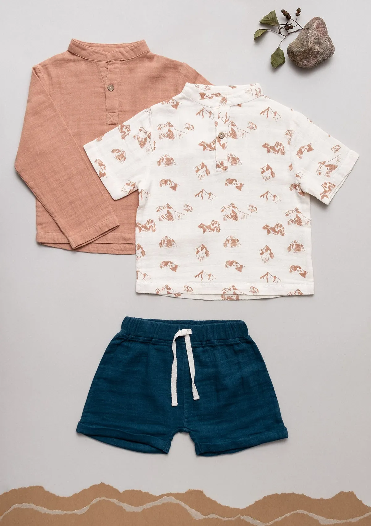 Jimmy shorts Play of Colors Petrol-blue organic muslin