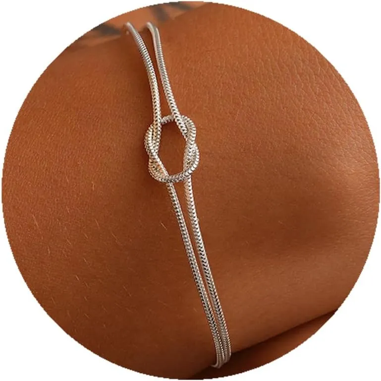JINEAR 14K Gold Plated Bracelets for Women, Dainty Knot Bracelets Snake Chain Adjustable Non Tarnish Gold Bracelet Friendship Jewelry Gifts