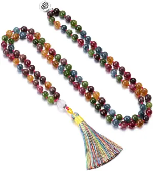Jovivi 108 Mala Beads Bracelet Real Stones 7 Chakra Healing Crystals Necklace with 12 Facted Prism Pointed Pendant Reiki Energy Balancing Prayer Mala Beads for Meditation