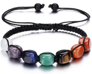Jovivi 7 Chakra Reiki Healing Crystals Stretch Bracelet Natural Gemstone Energy Balancing Yoga Beads Bracelet for Women Braided Rope/Elastic String