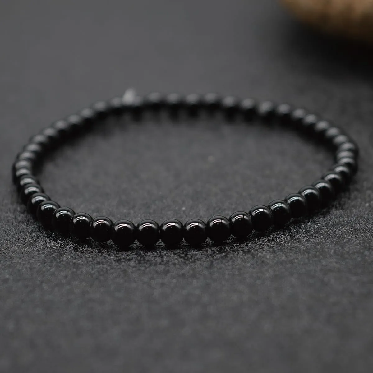 KIKILA 4mm Mini Gemstone Energy Bracelets Crushed Stone Beaded Bracelet Natural Stone Charm Beaded Small Couples Bracelets for Women