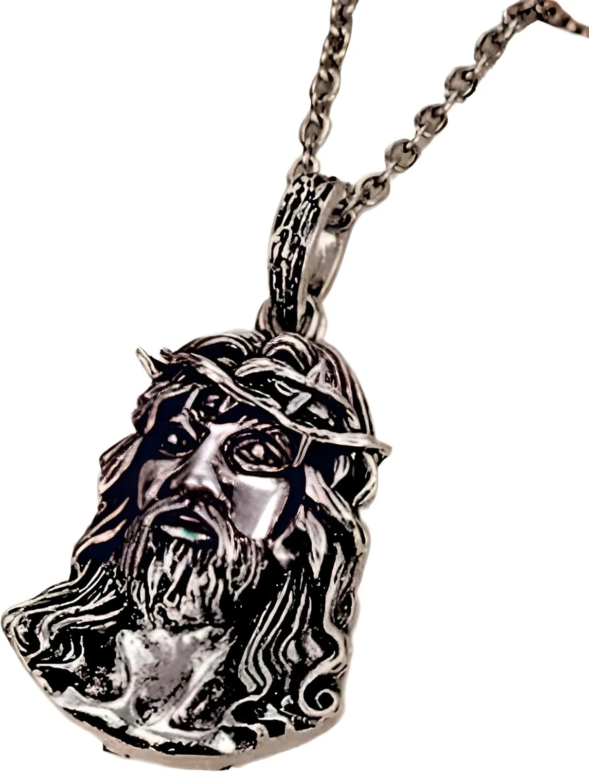 King of Style: Men's Pendant Necklace Jesus With A Crown Of Thorns Necklace Classic Christian Faith Jewelry Accessories - Timeless Christian Faith Jewelry for Men and Women with a Hip Hop Twist! - Christmas, Birthday Gift