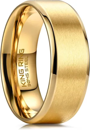 King Ring 4/6/8mm Basic Rings  Super Polished Matt Finish Mens Rings Wedding Bands for Men & Women  Designed in USA