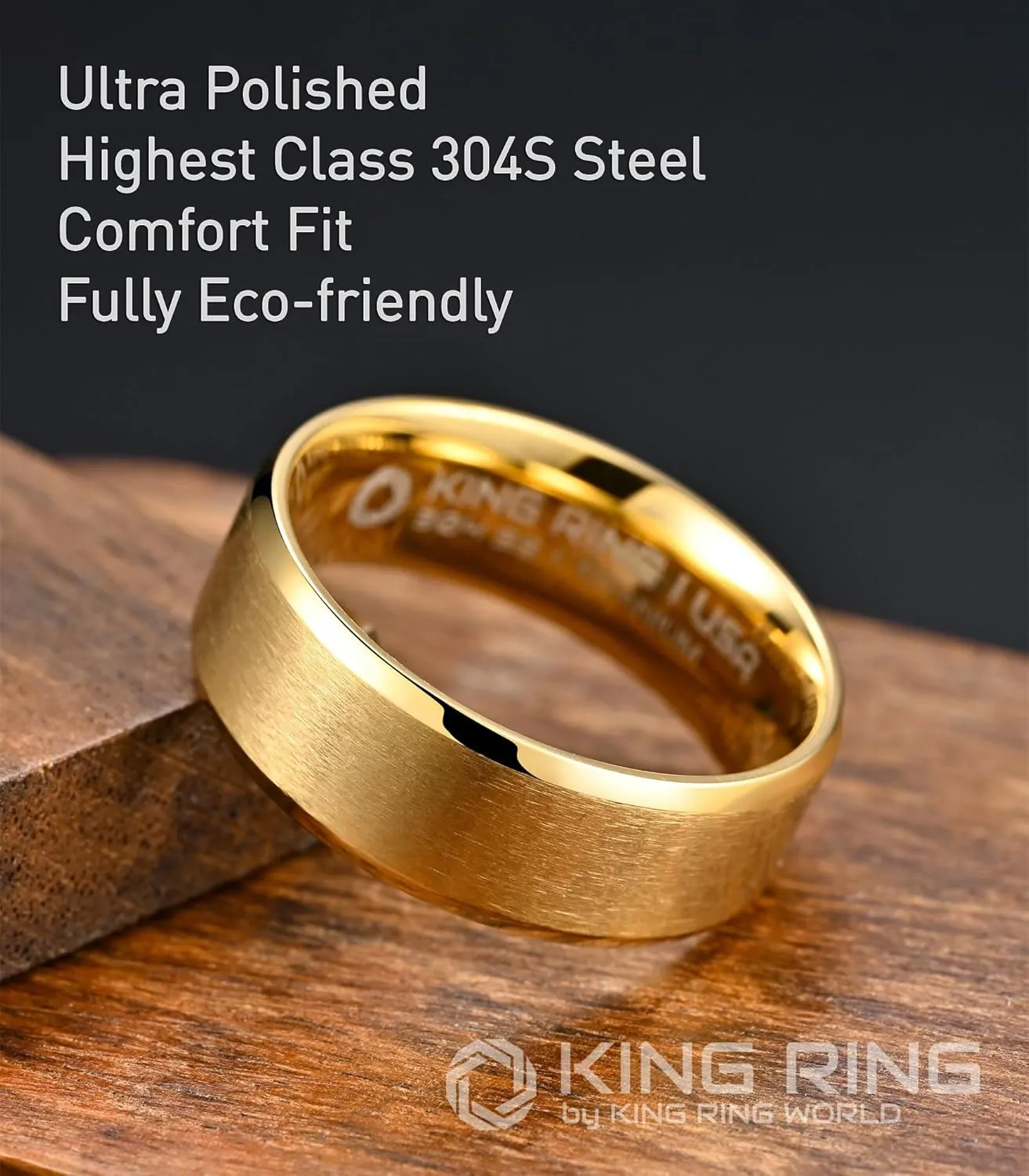 King Ring 4/6/8mm Basic Rings  Super Polished Matt Finish Mens Rings Wedding Bands for Men & Women  Designed in USA
