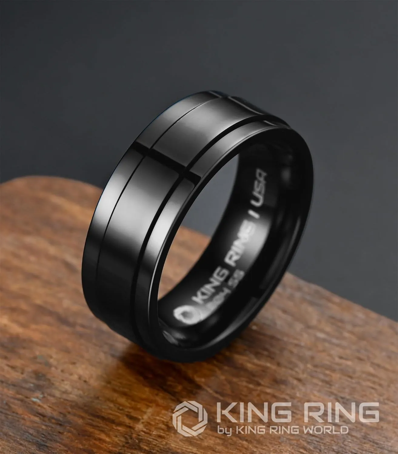 King Ring 8mm Ultra Polished Spinner Rings  Premium Shiny Flat Stainless Steel Fidget Rings for Men & Women  Designed in USA