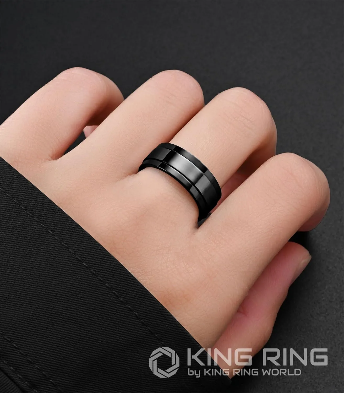 King Ring 8mm Ultra Polished Spinner Rings  Premium Shiny Flat Stainless Steel Fidget Rings for Men & Women  Designed in USA