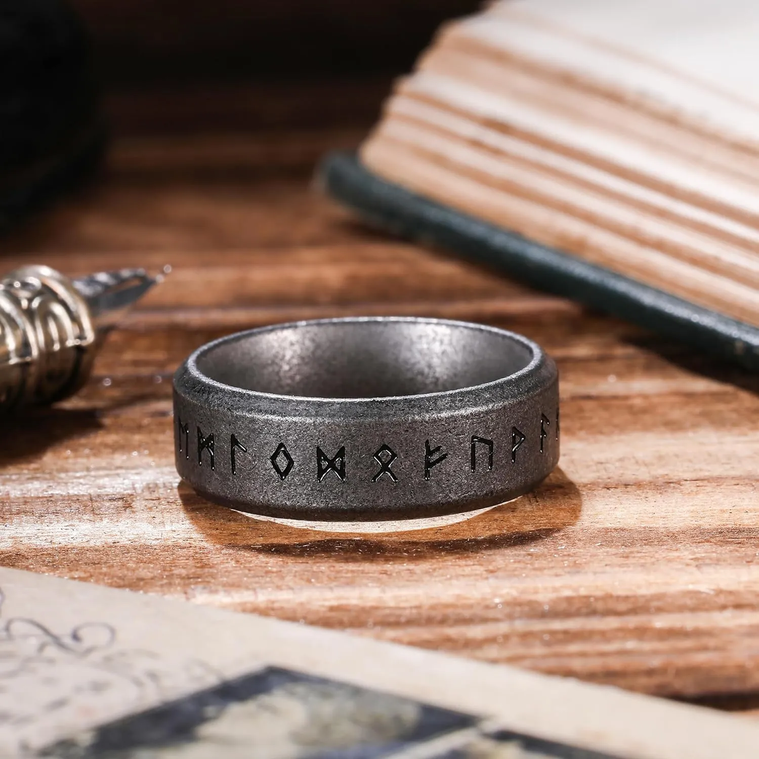 King Will Stainless Steel Wedding Band for Men - 8mm Black Silver Plated High Polished Inlay Celtic knot Ring for Everyday Wear Comfort Fit